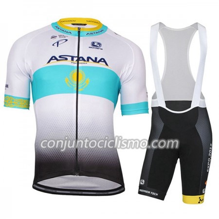 Conjunto Maillot + Culotte Corto con tirantes 2017 Astana Pro Team N002
